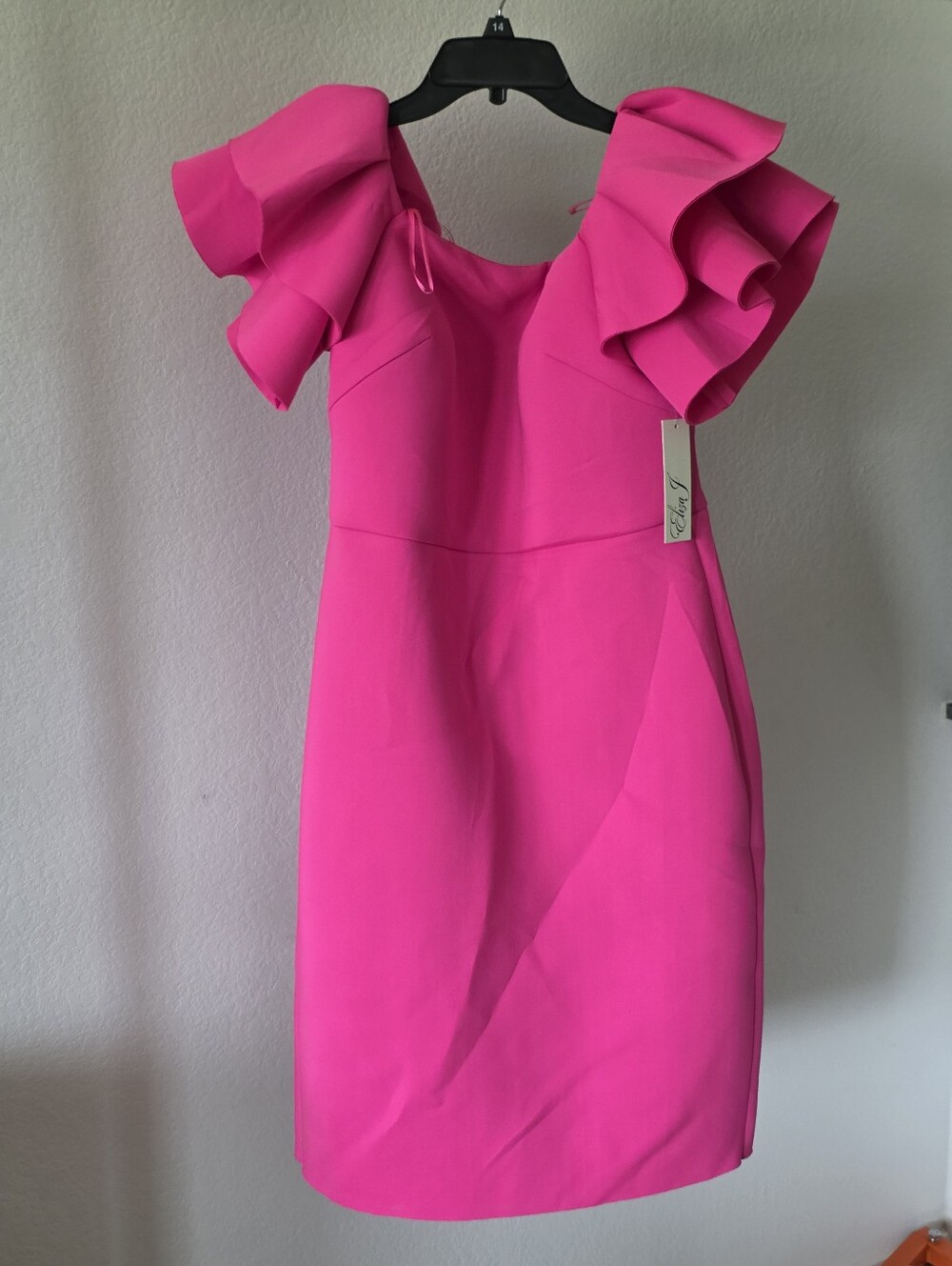 Eliza J Pink Ruffle Sleeve Sheath Cocktail Dress Size 14 NWT $158 MSRP - Picture 2 of 10